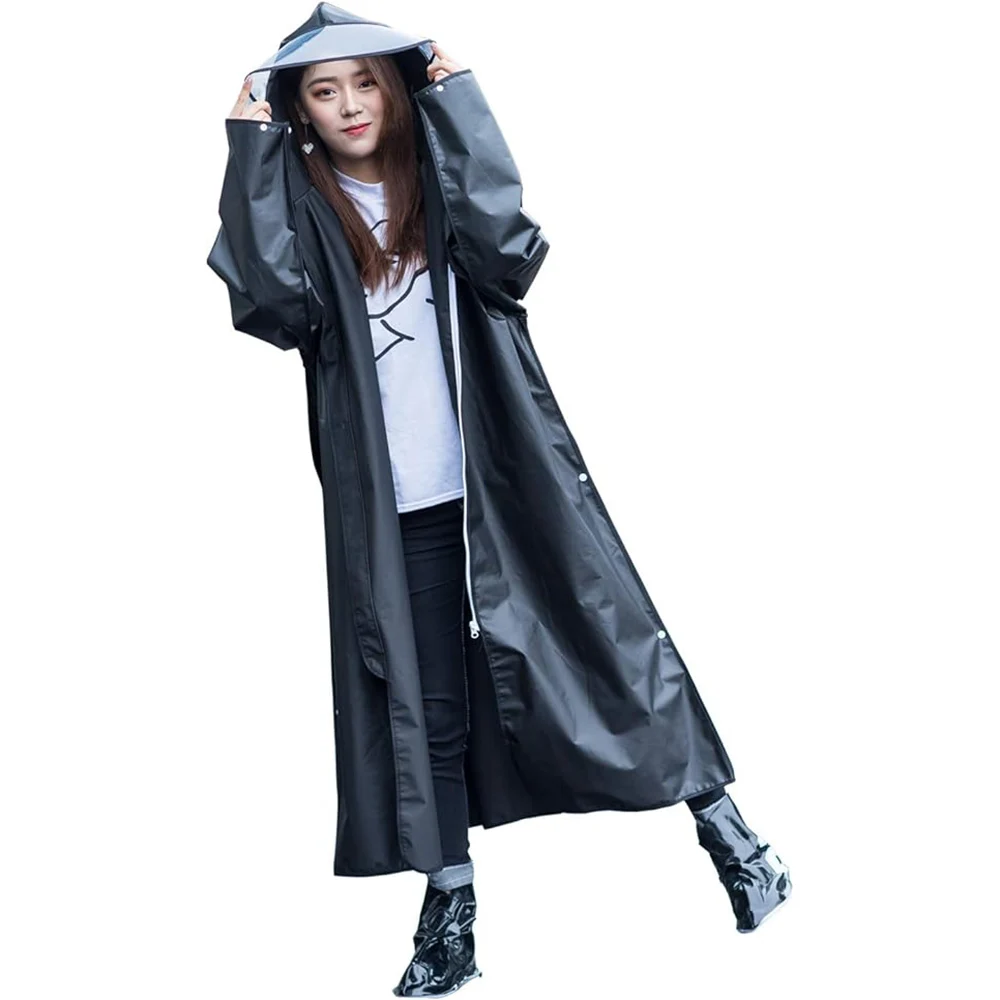 Addensare EVA adulti lungo impermeabile con cappuccio per uomo donna impermeabile cappotto antipioggia giacca Poncho da esterno viaggio campeggio