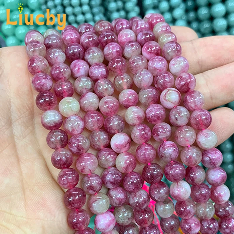 خواتم الحجر الطبيعي البطيخ التورمالين اليشم السلس الخرز لصنع المجوهرات DIY بها بنفسك هدية أساور قلادة 15 "ستراند 4/6/8/10 مللي متر