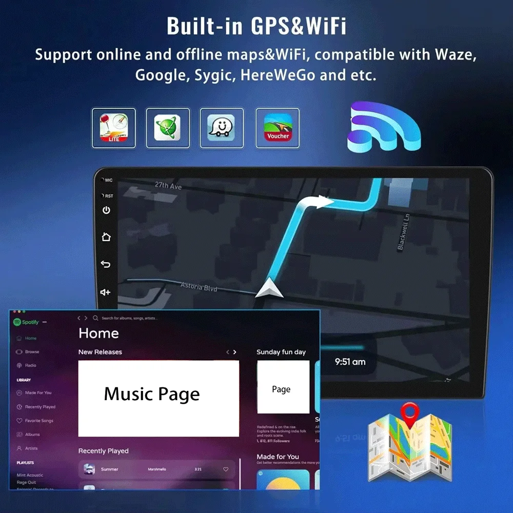 7-Inch Car Player WiFi Bluetooth GPS Navigation Android 13 with Carplay/Android Auto Stereo Radio Compatible for Qashqai 2007-2011 Frontier 2001-2011 Juke 2010-2011