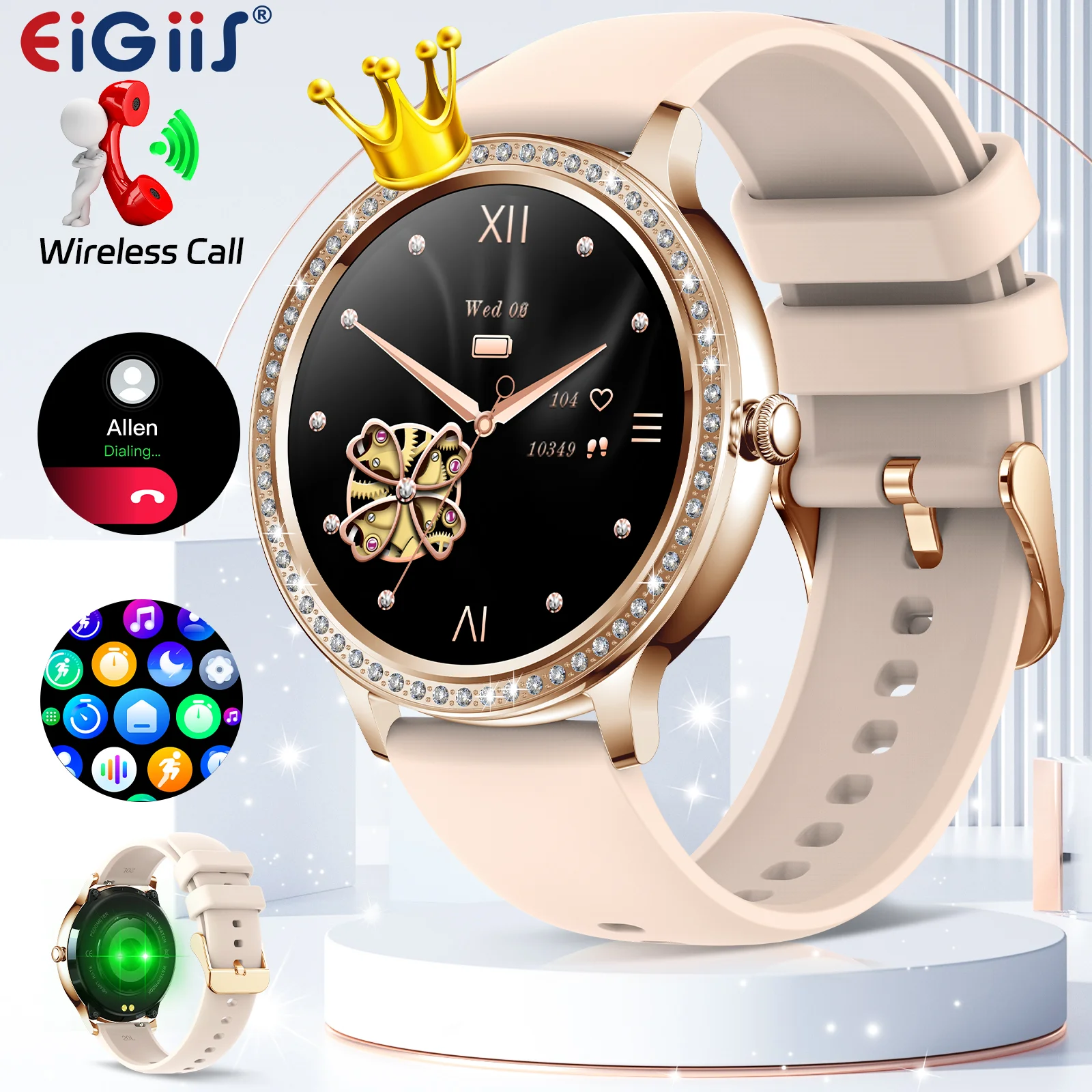 

EIGIIS Smart Watch for Women 1.32” Full Touchscreen 20 Sports Modes Fitness Watch Heart Rate Sleep Monitor Pedometer Smartwatch