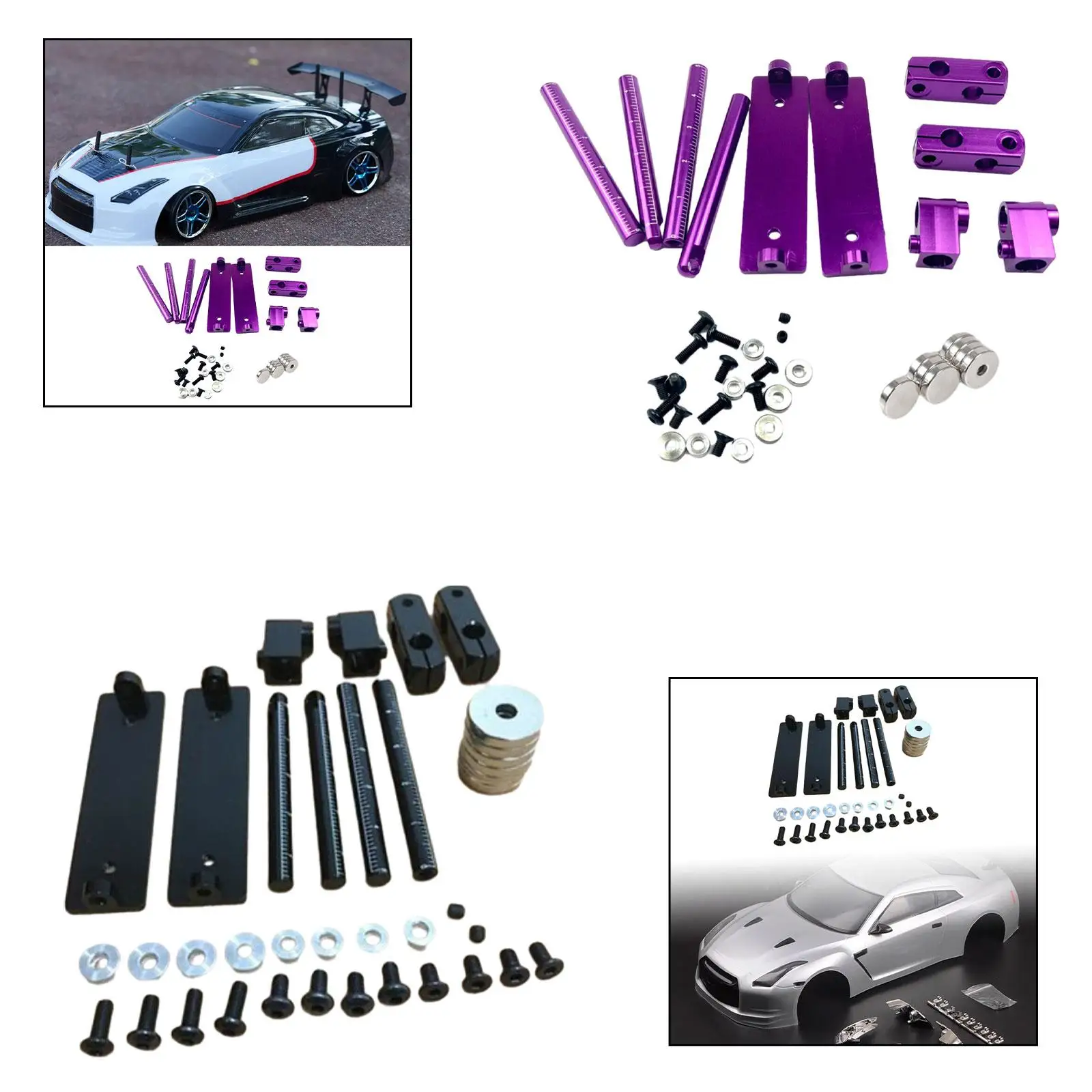 

1/10 RC Invisible Body Post Mount Kit Aluminum Alloy Spare Parts Accessories Portable Sturdy Adjustable RC Car Parts for 416