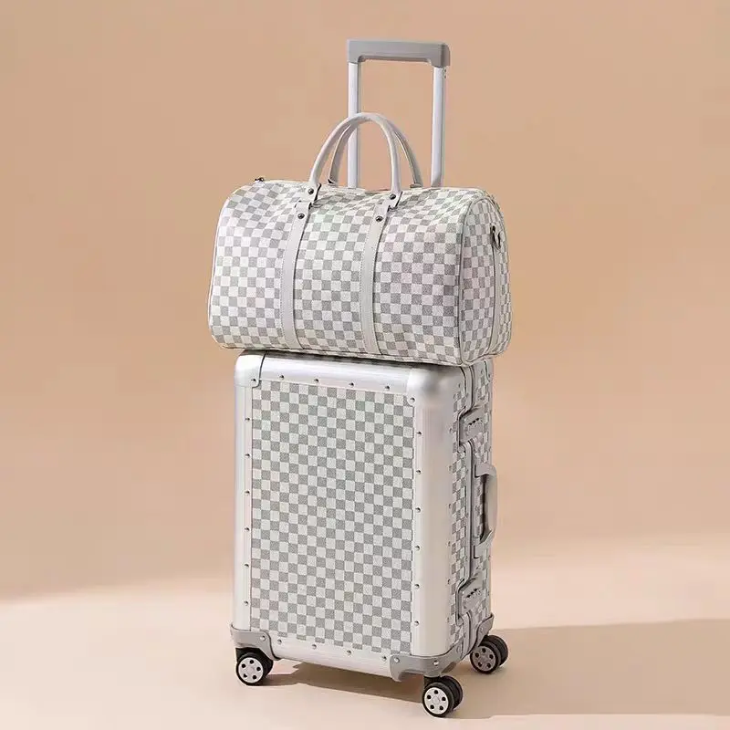 Valise à roulettes d'affaires en alliage d'aluminium et de magnésium pour hommes et femmes, châssis, valise d'embarquement silencieuse