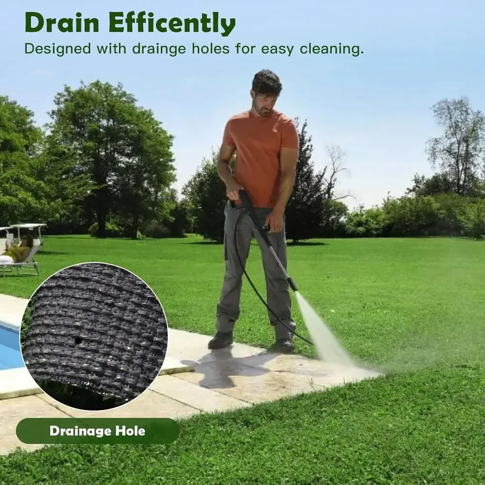 0.4 Artificial Grass Mat, 5x12ft, Patio Lawn, Pet-Friendly, Drainage Holes, Indoor/Outdoor Synthetic Turf Carpet