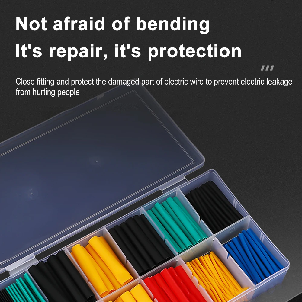 280PCS Polyolefin Heat Shrink Tubing Tube Cable Sleeves Wrap Wire Set Multicolor Bagged / Boxed