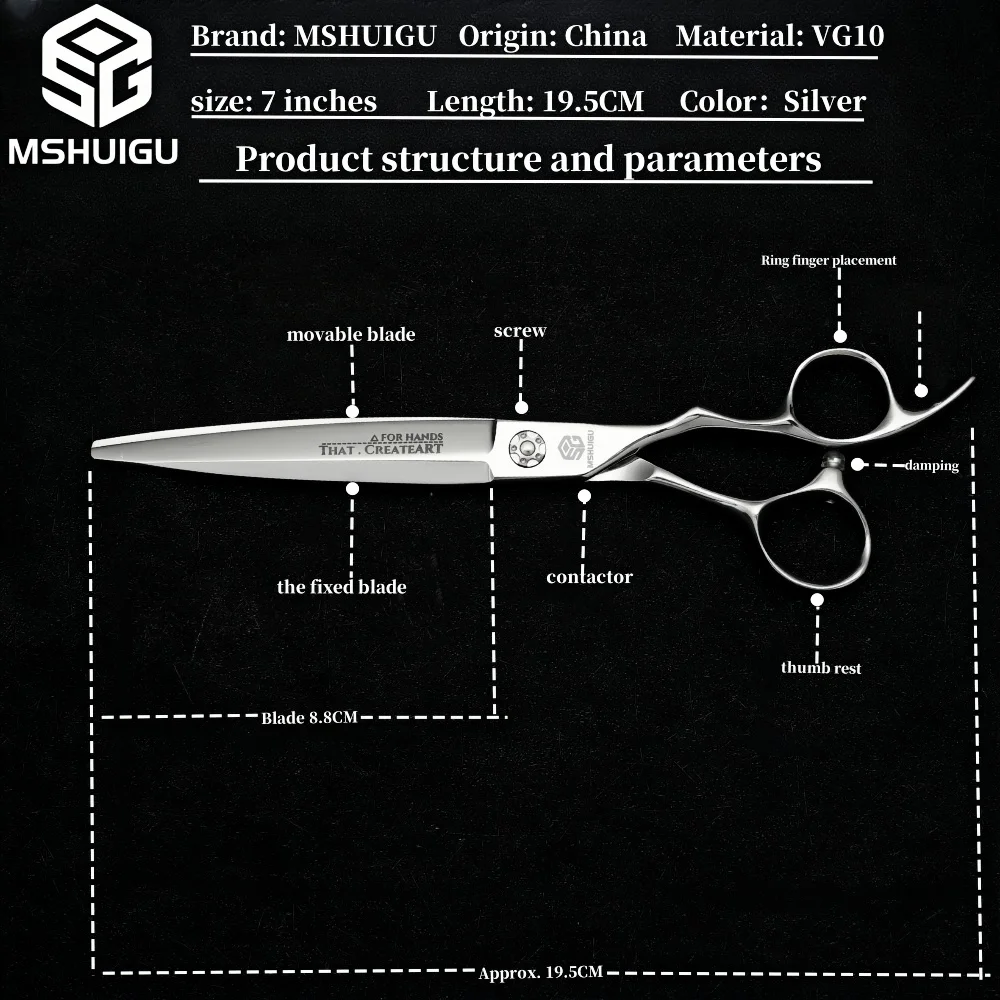 Professional Hair Cutting Scissors VG10 Steel 7 Inch Multi-purpose Barber Shears Sharp Blade Bearing Screw Salon Hairdressing