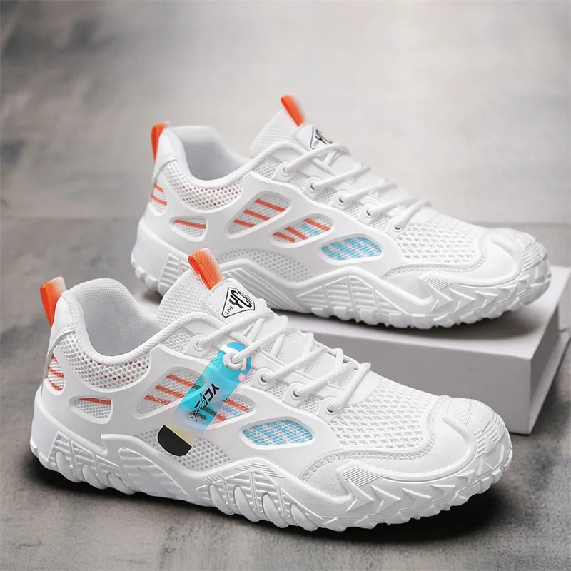 Men's mesh flat tide casual sneakers summer soft-sole anti-slip outdoor running shoes breathable lightweight speed sports shoes