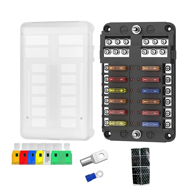 New 12 Way Automotive Fuse Box Car Modification And Installation Equipment Safe Fuse Integrated Box For Cars And Ships