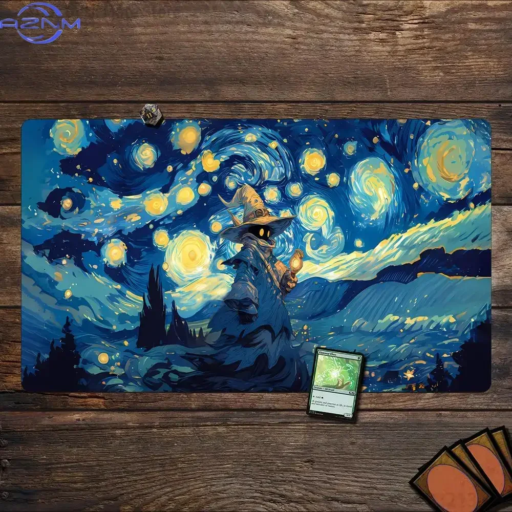 Artistic Starry Sky and Wizard  Playmat Magic Card Battle Mat Non-Slip Durable  Commander playmat tapete magic mtg