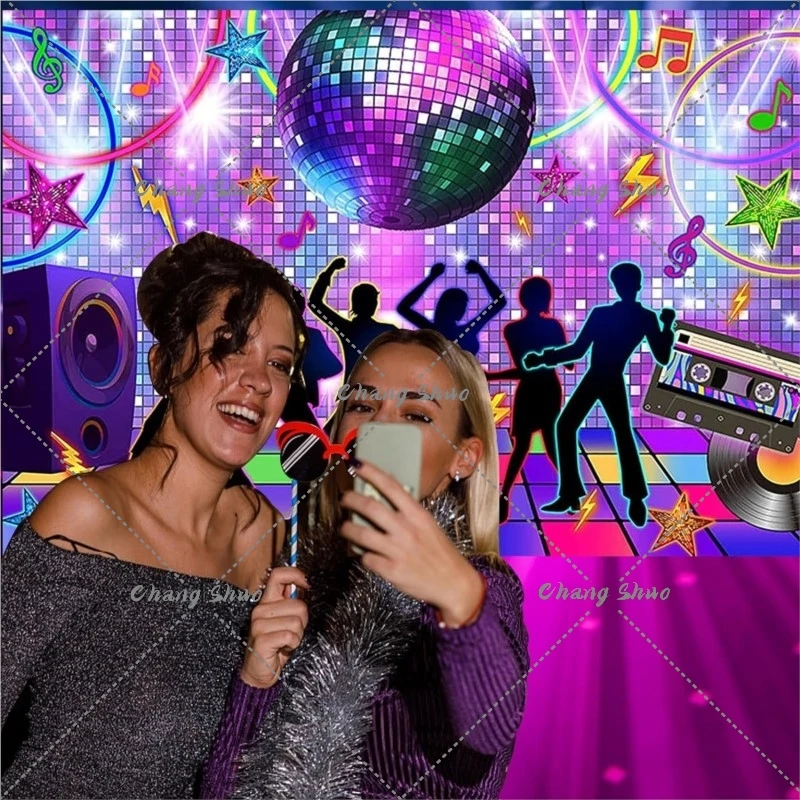 70s 80s 90s Disco Party Backdrop Retro Disco Birthday Photo Booth Background Birthday Party Party Banner Photography Props