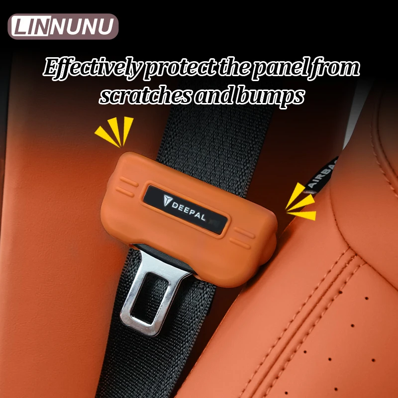 Linnunu Fit for Deepal S07 L07 Sl03 Cars Accessories Car Seat Belt Buckle Silicone Protective Cover Anti-Collision and Anti-Scratch Protective Cover