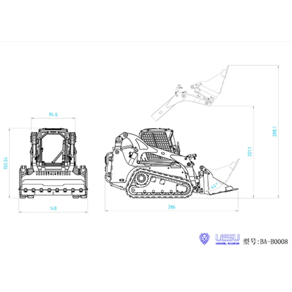 

LESU Aoue LT5 1/14 RTR RC Hydraulic Loader Radio Control Metal Tracked Skid-Steer Truck Car Lights Sounds Model Car Toy THZH1392