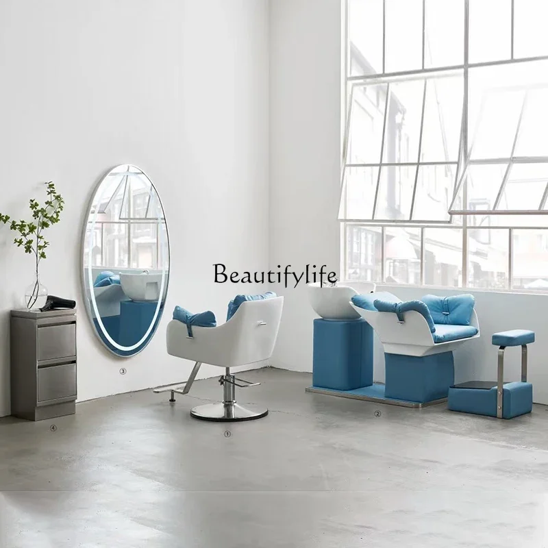 

02Barber Shop Shampoo Half Lying Flushing Bed Hair Salon Supporting Special Comfortable Bed