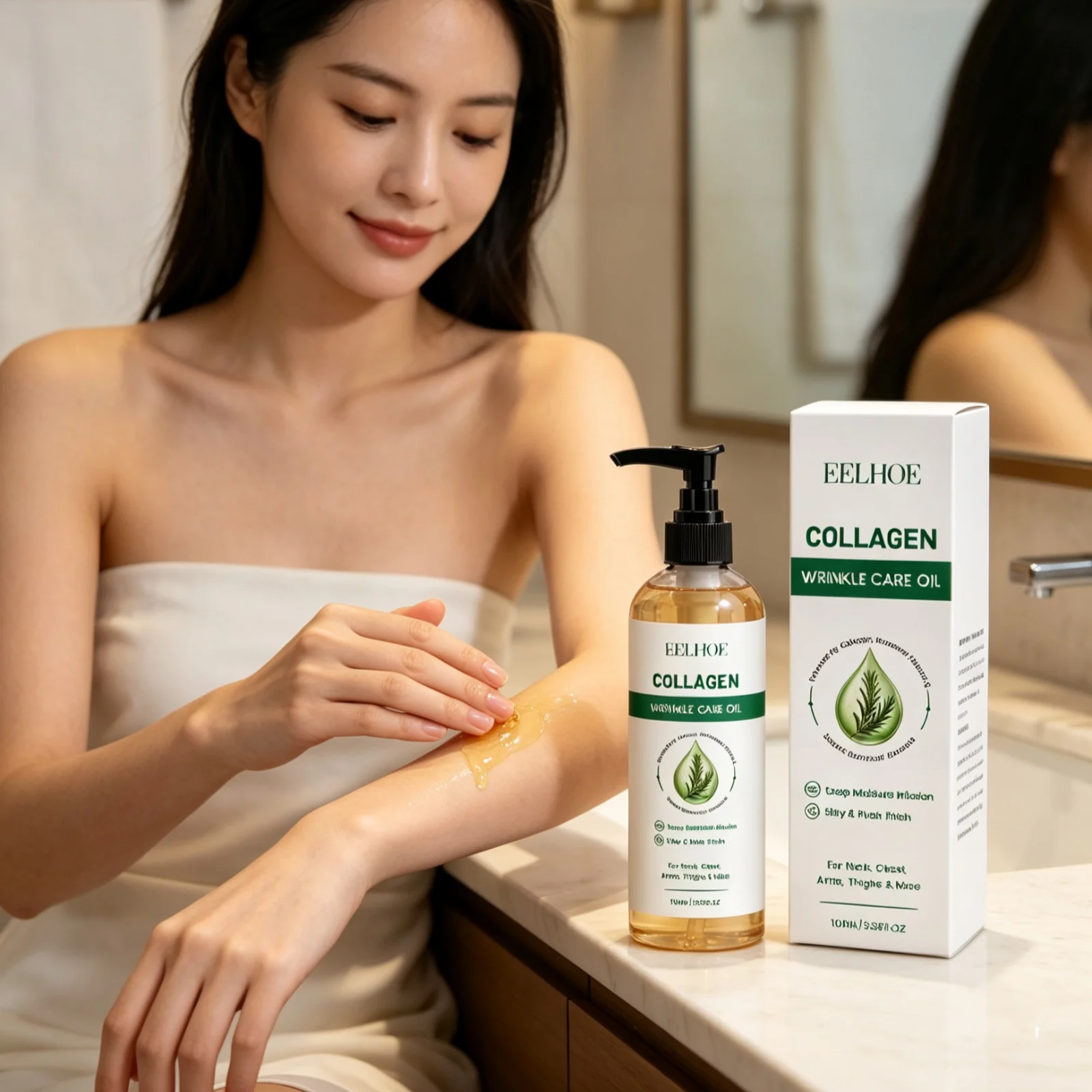 EELHOE Collagen Body Oil Firming Body Skin Elasticity Increased Non Greasy Deep Hydration Moisturizing Rosemary Body Massage Oil
