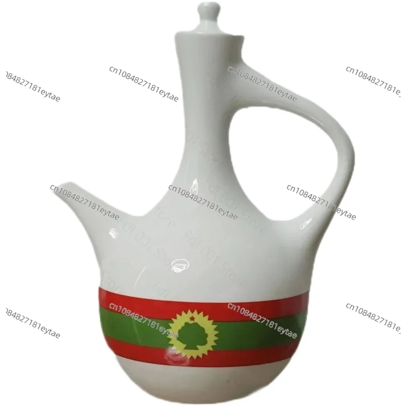 23Pcs Ethiopian Traditional Coffeeware, Rough Porcelain Pot Cup Saucer Complete Coffee Set
