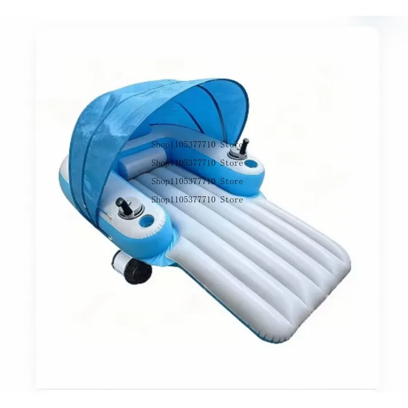 Inflatable Electric Floating Row Built-in Propeller Motor Swimming Ring Outdoor Swimming Pool Water Foldable Backrest Motor Loun
