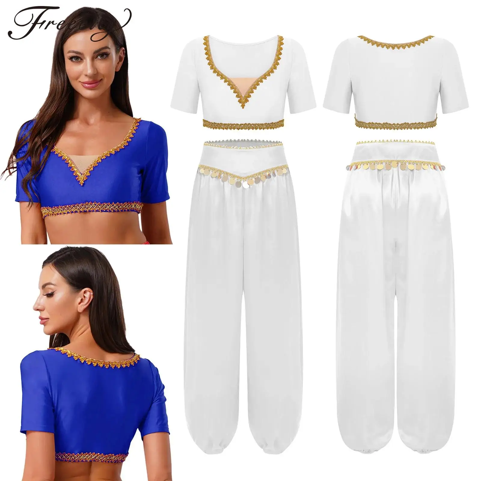 

Women Arab Princess Outfit Ethnic Belly Dance Costume Cosplay Sequins Arabic Oriental Dance Performance Bellydance Outfits