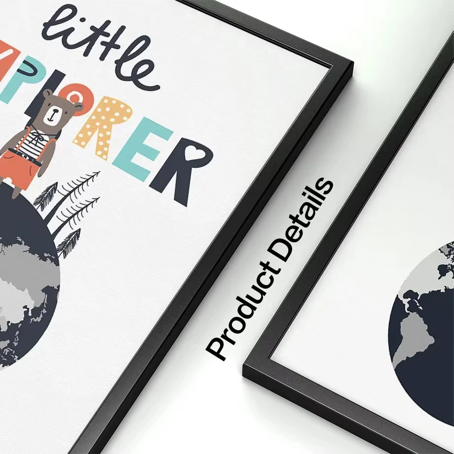 الحيوان خريطة العالم اكسبلورر جدار الفن قماش غرفة الاطفال الشمال المشارك طباعة ديكور غرفة نوم الطفل جدار صور موضوع تعليمي