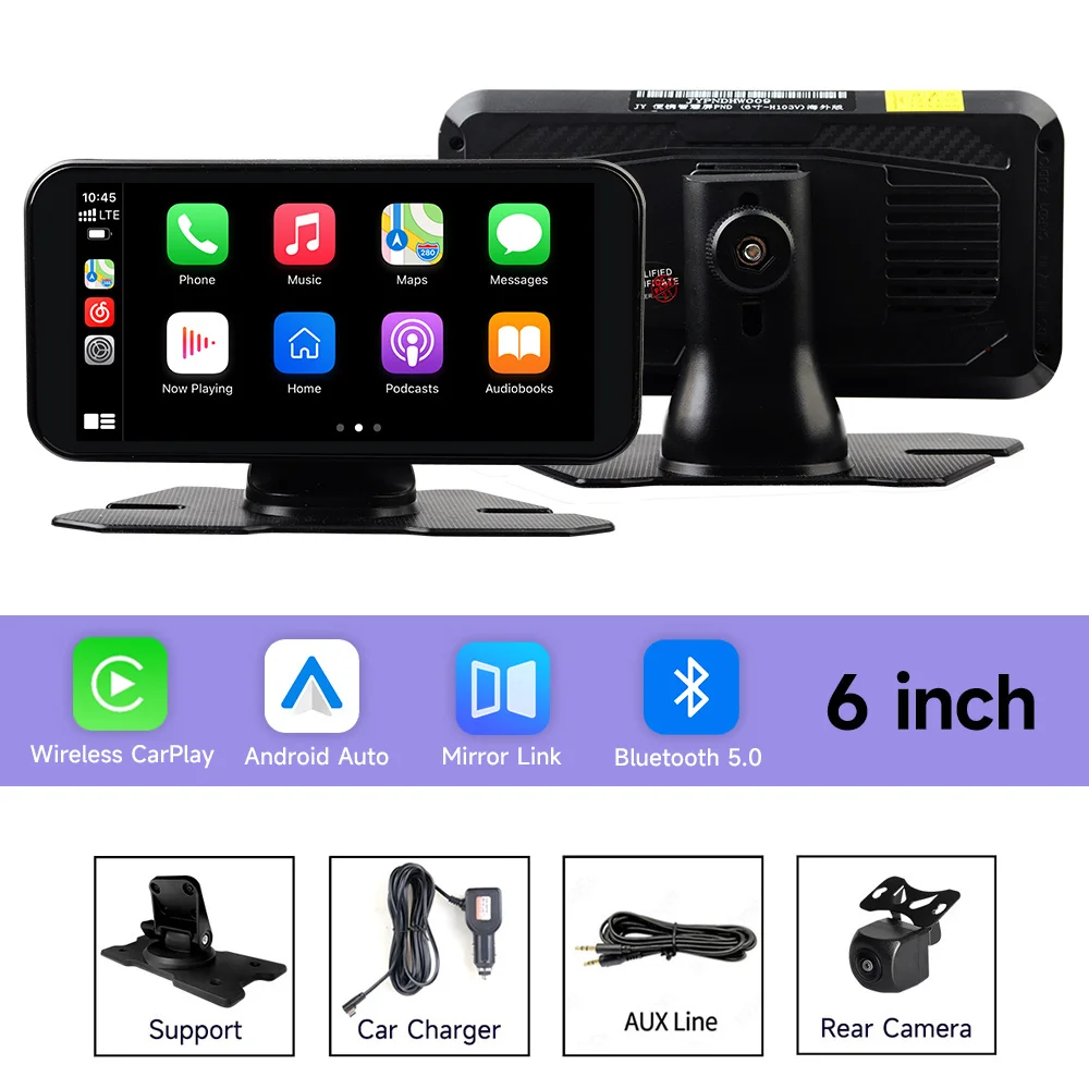 6/7/10.26/11.26'' Dashcam Auto DVR Draadloos Carplay Android Auto Display Scherm Smart Car Radio Systeem Video Dubbele Lens Recorder