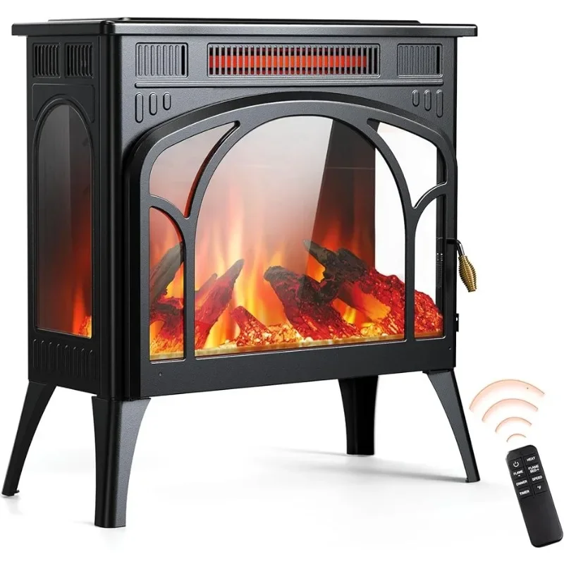 

HAOYUNMA Electric Fireplaces w/ Adjustable Thermostat,144 Color Combinations, 1500W Infrared Fireplace Stove Heater w/ 3D Flame