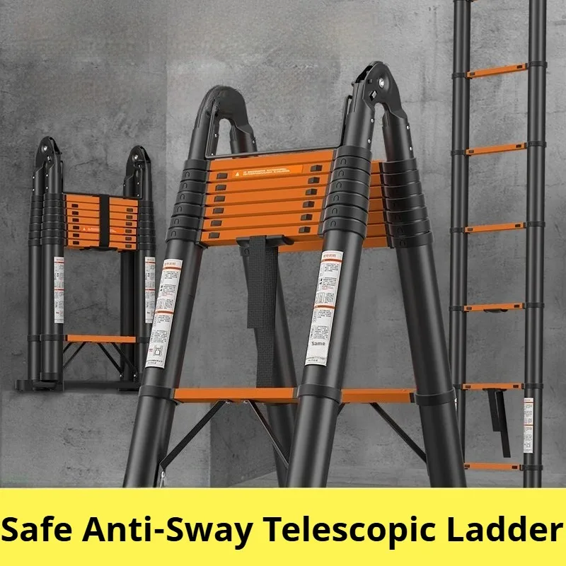 Thickened Anti-shake Telescoping Ladder Portable Anti-Slip Foldable Step Ladder Convenient Multi-Purpose Home Construction Tool