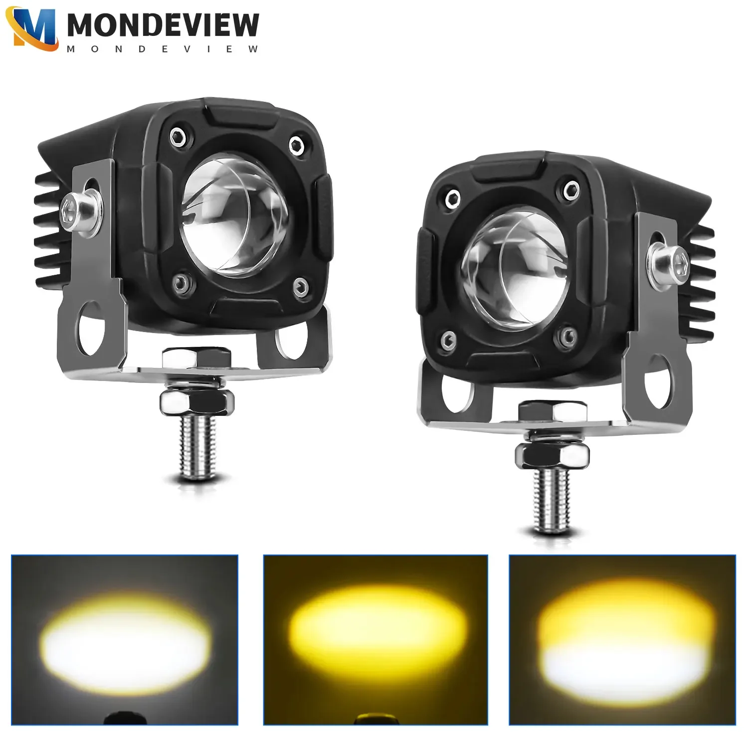 MONDEVIEW SK1 Single Lens Motorcycle Spotlight 6000K White Light 220W 80000LM High Brightness Suitable for Jeep 4x4 Truck SUV