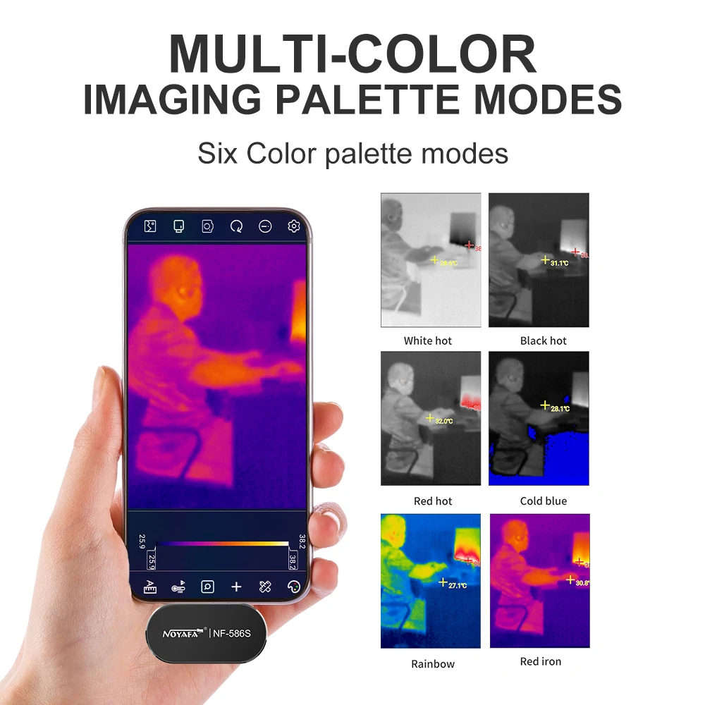 NOYAFA Thermal Camera NF-586S Upgraded Smartphones Imager 256 X192 IR Resolution for Home Use Building Factory Places