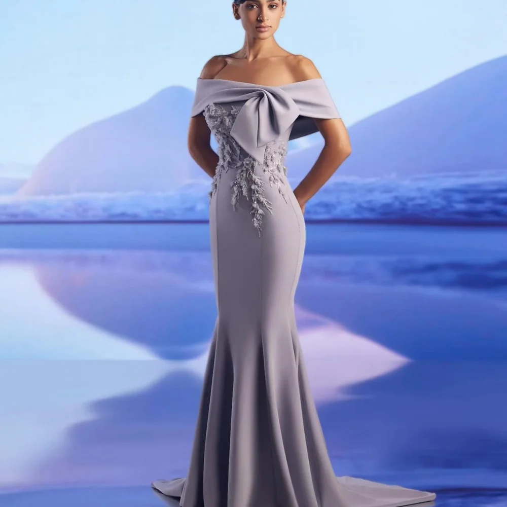 

Exquisite High Quality Sparkle Jersey Embroidery Pleat Beach Trumpet Boat Neck Bespoke Occasion Gown Long Dresses