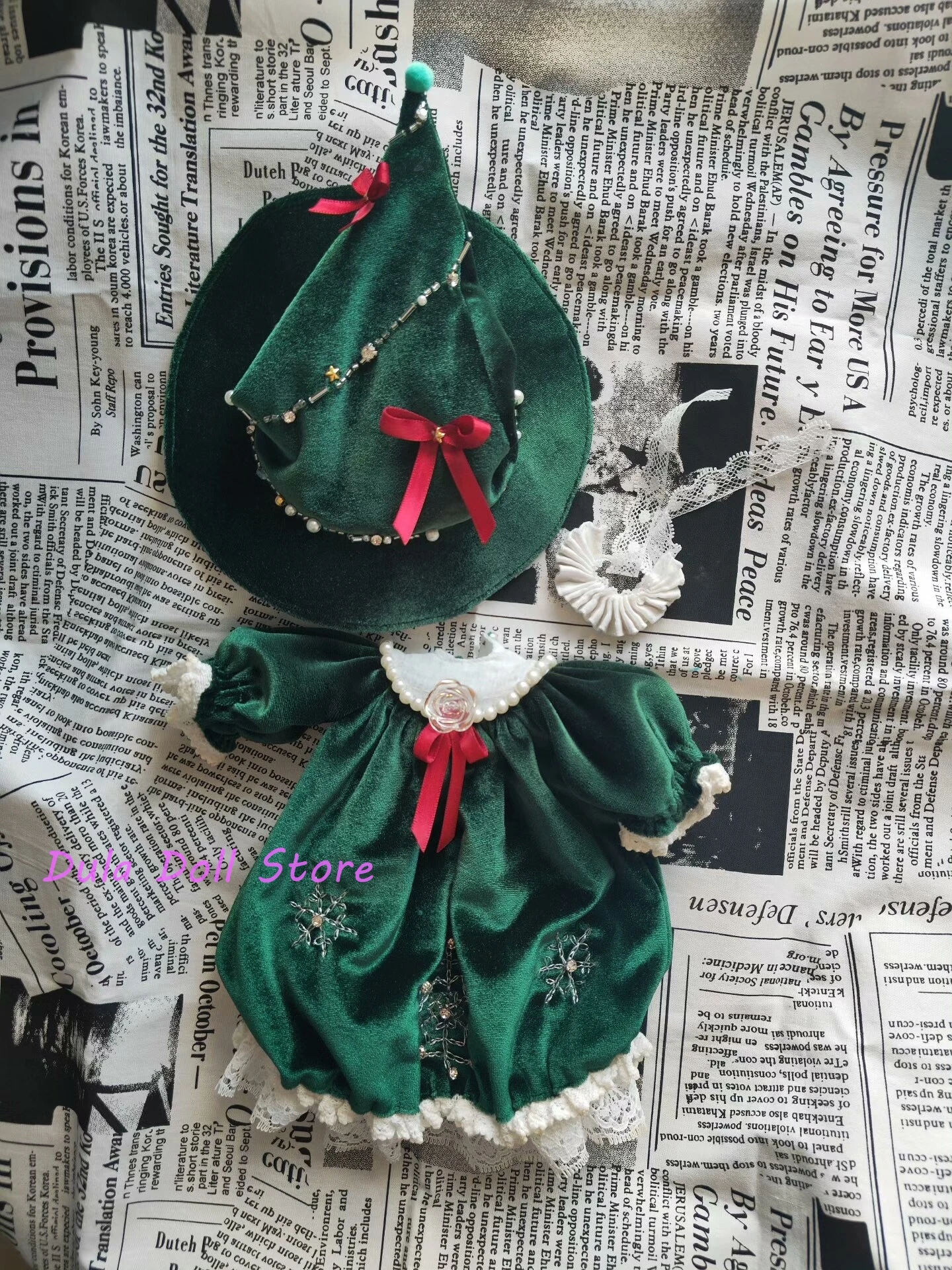 Dula Poppenkleertjes voor Blythe 2026 Donkergroene Sneeuwvlok Heks Outfit voor ob24 ob22 Diandian Azone JerryB 1/6 Pop Accessoires