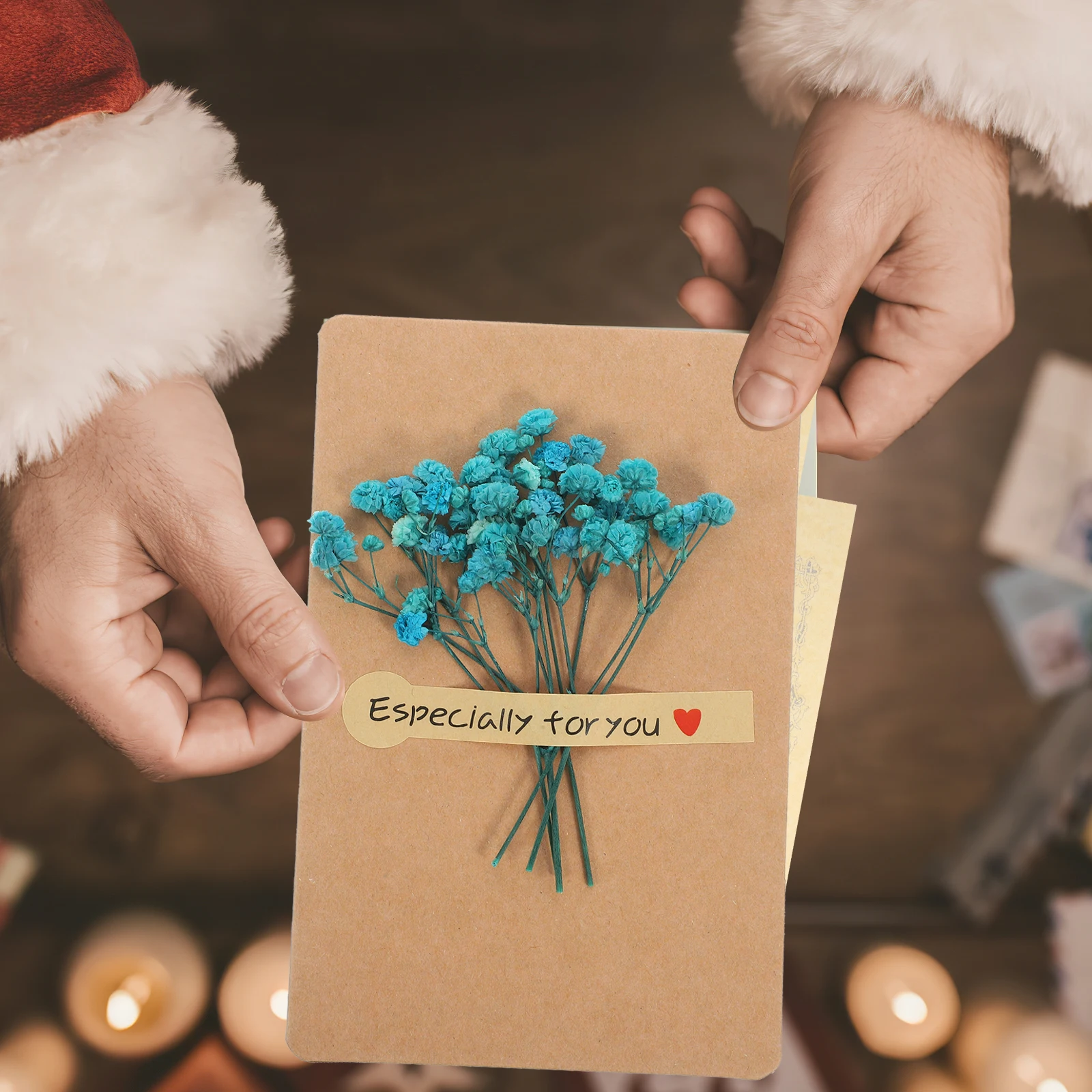 

All Occasion Note Cards Three-dimensional Star Invitation Greeting Dried Flowers Paper Holiday