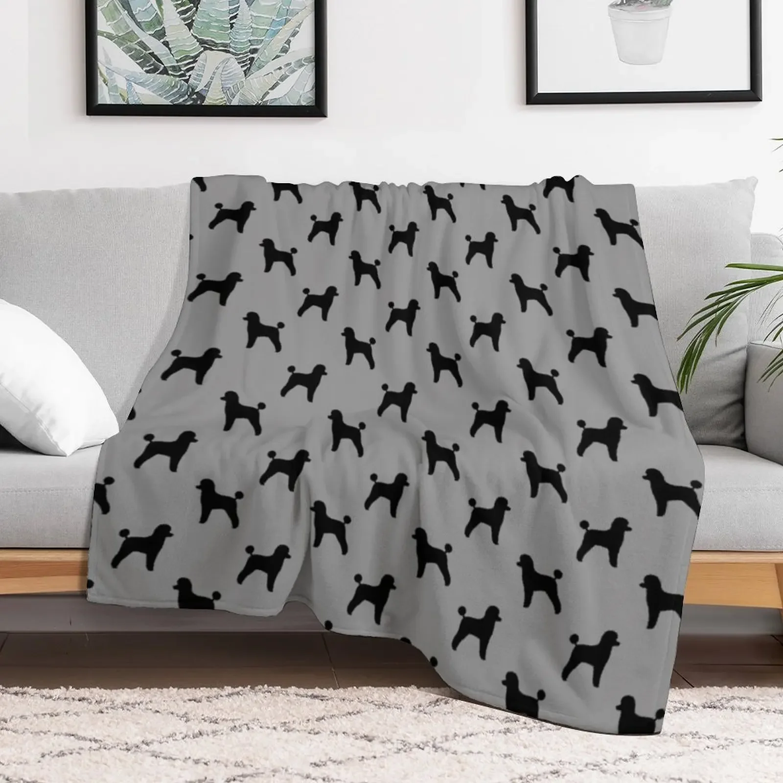 Black Toy Poodle Silhouette(s) Throw Blanket Year Round Soft Comfortable Blanket for Home