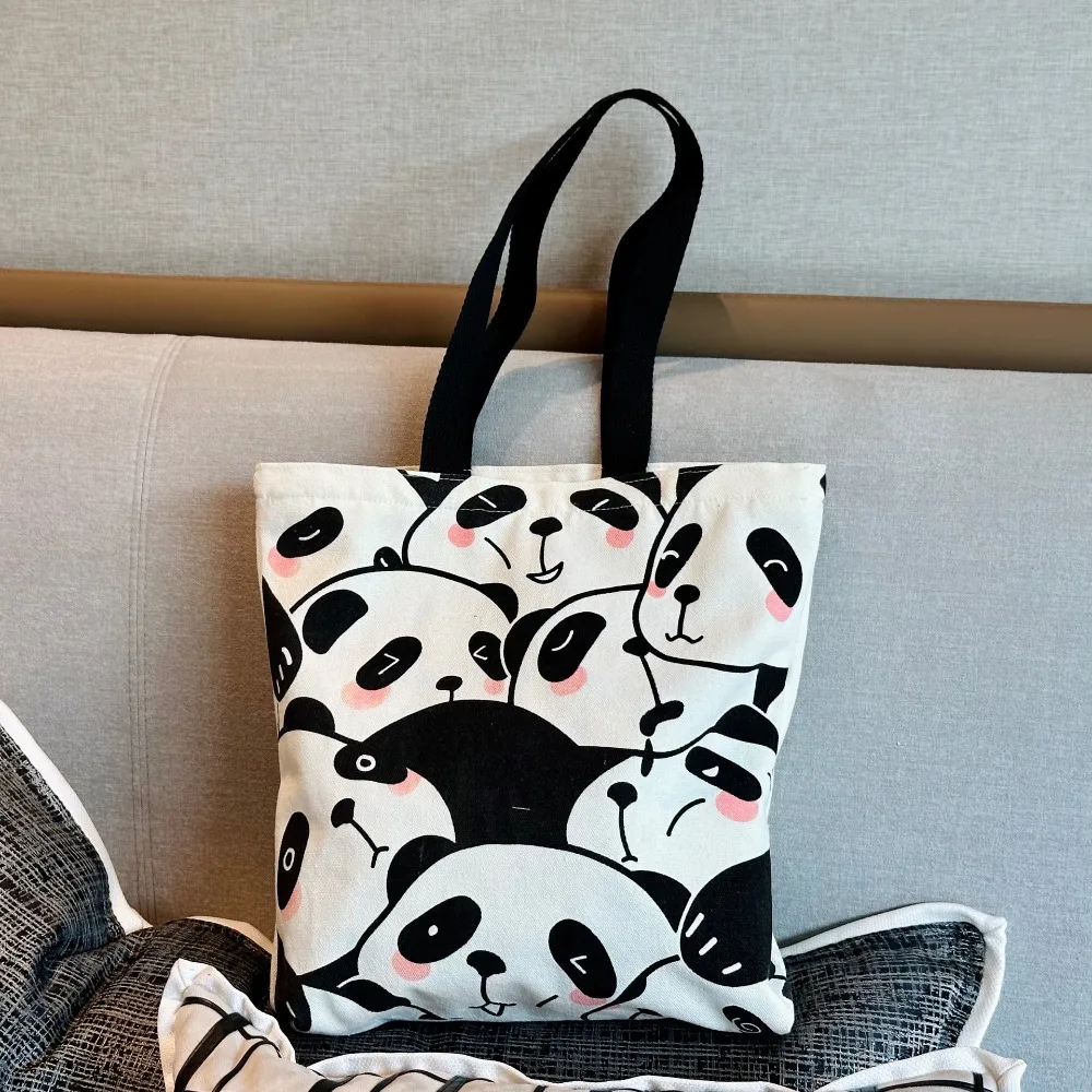 Original Design Panda Large Capacity Shoulder Canvas Bag Female Student Handbag Bag New