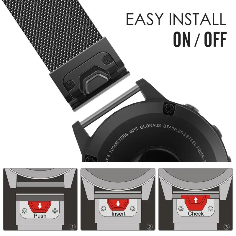 QuickFit 22mm 26mm Metal Strap for Garmin Fenix 7 7X Pro 5Plus 6X Band Forerunner 965 955 Enduro 2 Tactix 7 Bracelet Watchband