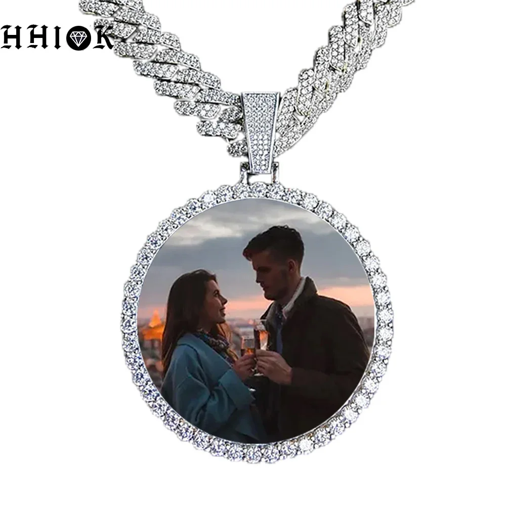 

68.5MM 18K Gold Plated Custom Made Photo Bling Big Medallions Necklace Pendant Men Hip Hop Picture Jewelry Gift Free Custom Text