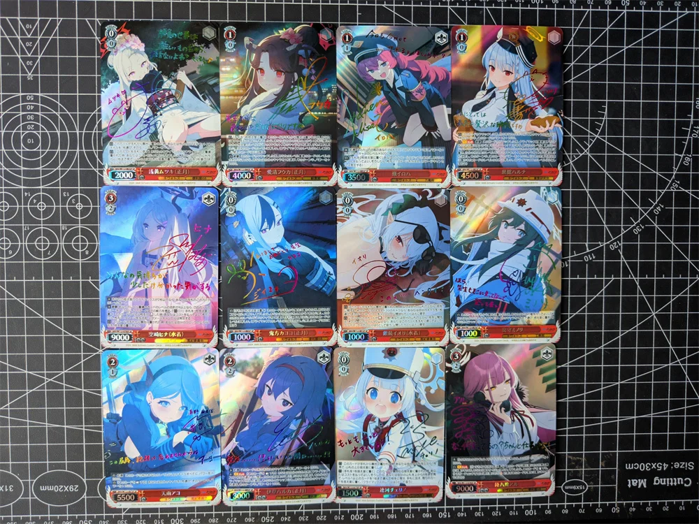 12 pz/set Ws Collection Card buda Lane Ijn Taiho Hms Cheshire Ijn Atago Signature Card abbronzante colore rifrattivo Flash Anime