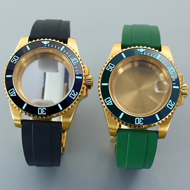 40mm Watch Cases Bracelet Luminous Black Blue Green Ceramic Bezel Sapphire For Seiko NH35NH36 8215 2824 PT5000 Movement Deepsea