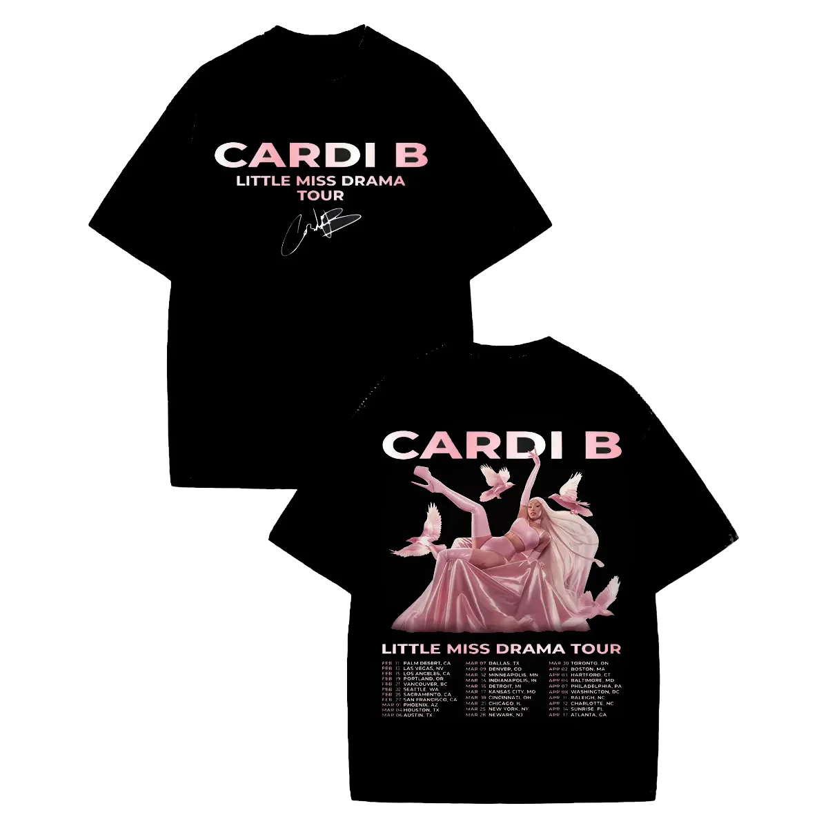 Cardi B Little Miss Drama Tour 2026 Merch T-shirt Men Women Fashion Vintage Washed Tee Summer Casual Loose Tops