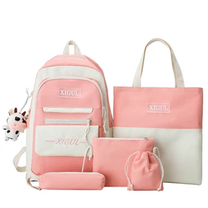Комплект из 5 предметов, женский рюкзак, простой детский школьный рюкзак с несколькими карманами, дорожный рюкзак для ноутбука, школьные сумки для девочек, детей
