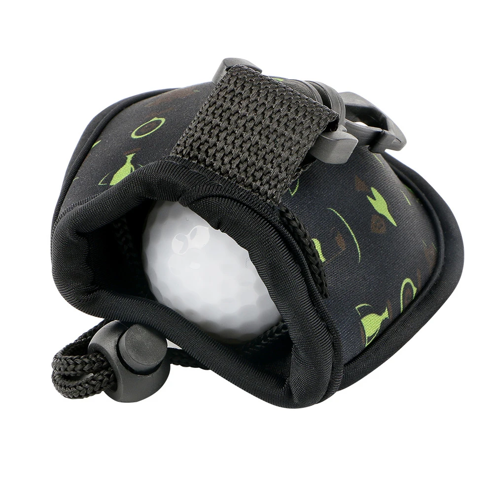 1 Pc Golf Ball Pouch 12*10.7cm Neoprene Storage 2 Balls Beautiful Print Snap-On Design Golf Training Practical Accessory