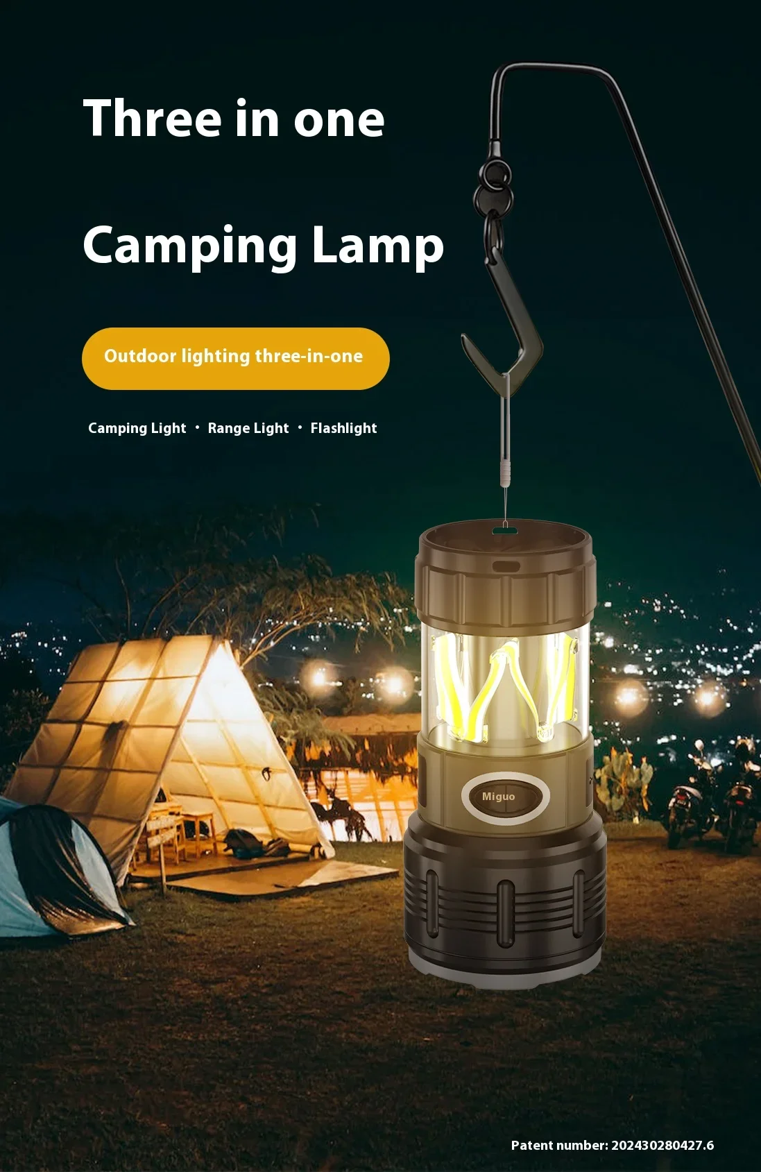 E2 Portable Multi-Function Portable Work Lamp Outdoor Charging Tent Camping Lamp Lantern Household Emergency Torch Flashlight
