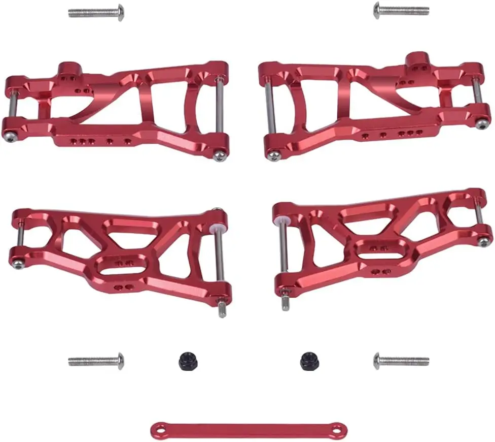 

Aluminum A-Arms & Tie Bar Upgrade for Traxxas Slash 2WD F-150 1/10 RC (Replaces 2555 3631 2532) - Red