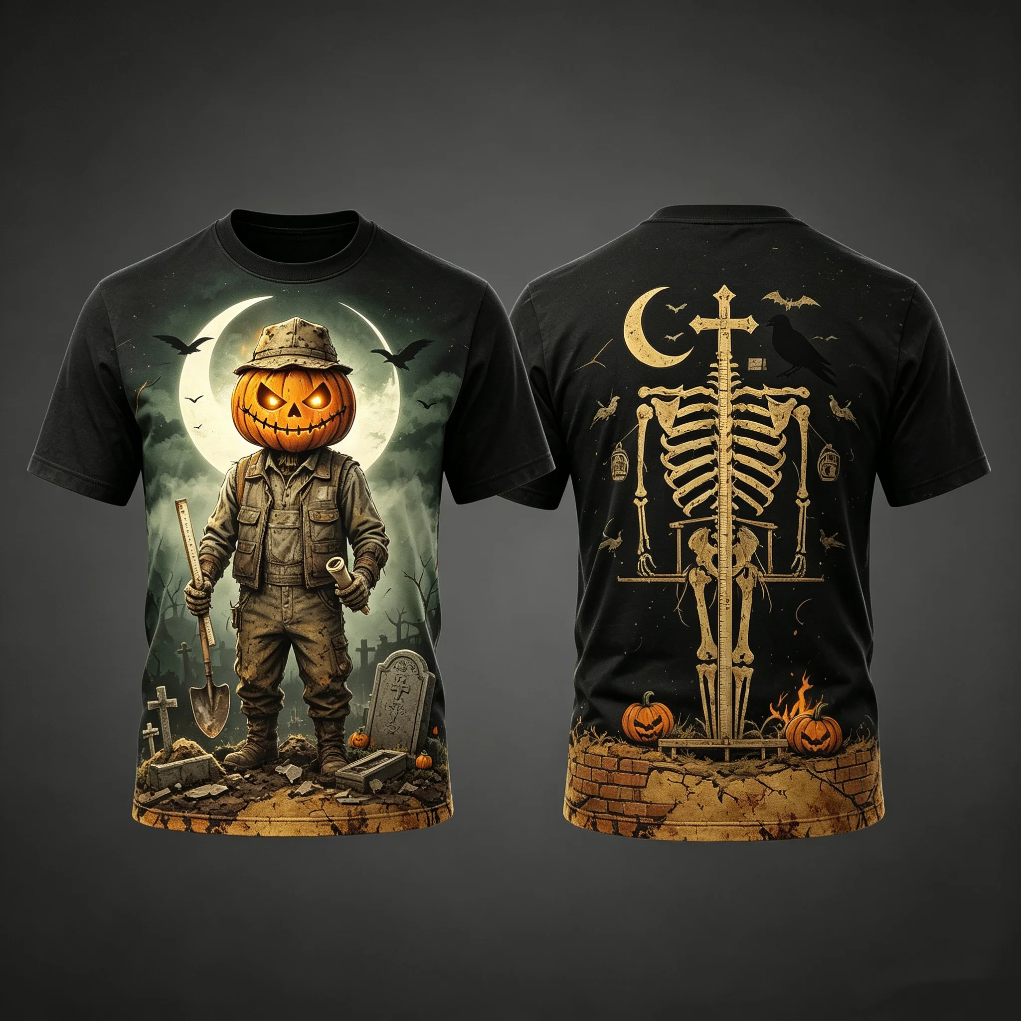 New Pumpkin Skull Series Halloween Party Pattern Short Sleeve T-Shirts Fashion Men Women T Shirt Outdoor Street Parent-child Top