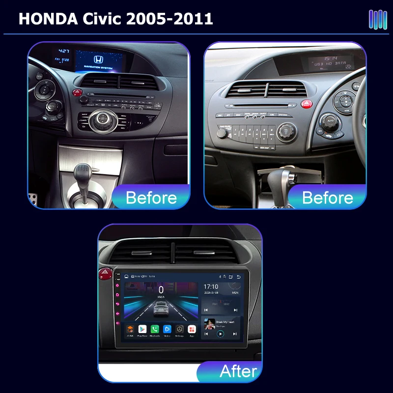 AI VOICE Android Car Radio Multimedia player for HONDA Civic 2005 2011 GPS Navigation Stereo Screen Video Tape Recorder Carplay