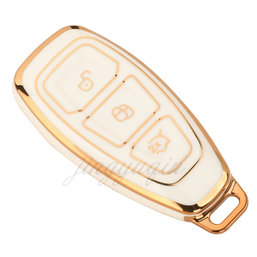 

Чехол Jingyuqin для автомобильного ключа из ТПУ с 3 кнопками для Ford Focus C-Max S-Max Galaxy Mondeo MK3 MK4 Fiesta Kuga Fusion Ecosport