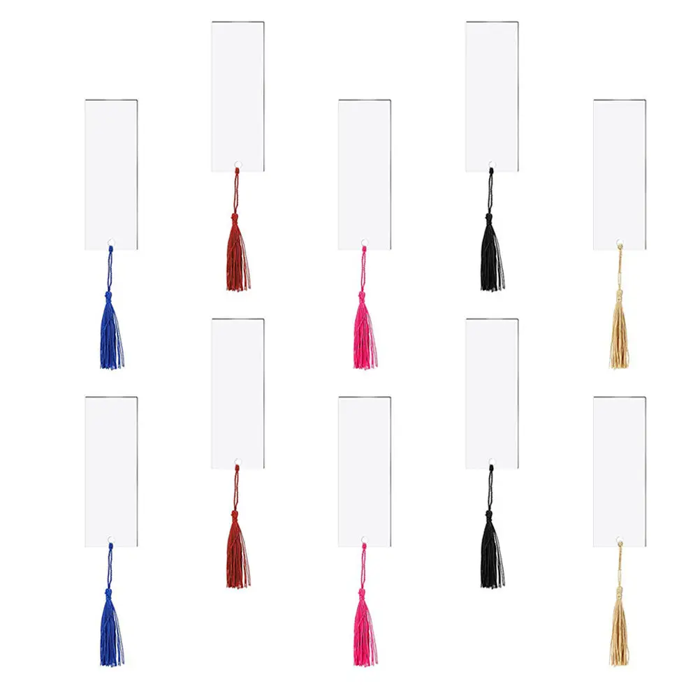 

10 Sets Blank Acrylic Bookmarks Tassels Decor Book Marks Thin Lightweight Page Marker DIY Gift for Reading Book Lovers