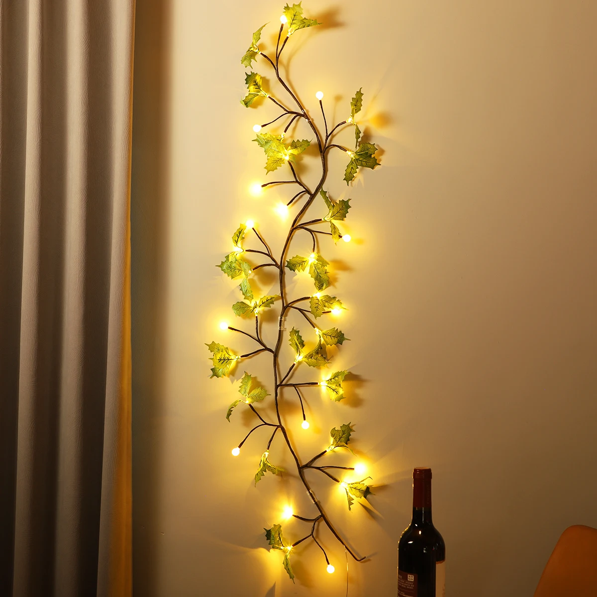 Simulated rattan bendable design light USB powered vine light suitable for wall, bedroom, living room decoration scene layout