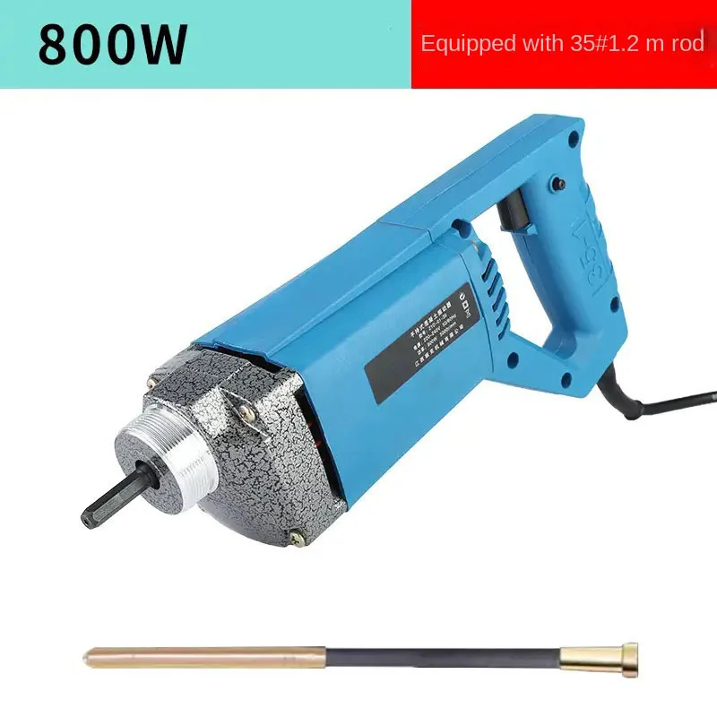 800W Electric Handheld Concrete Vibrator Tool Cement Bubble Remover 1.2m Hose Plastic Housing Construction Tool