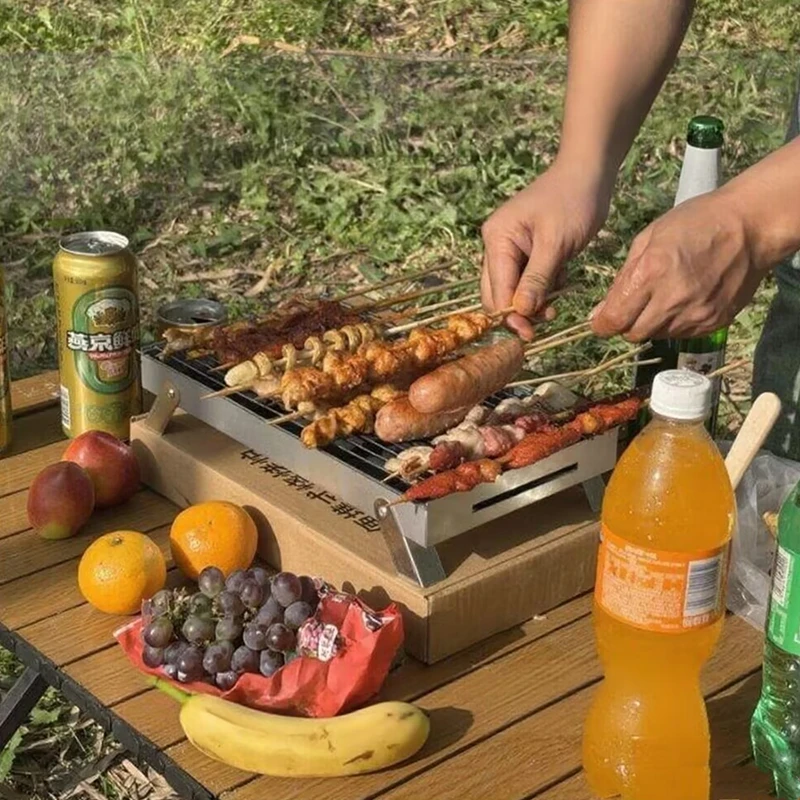 

Outdoors Stainless Steel Barbecue Stove Outdoor Charcoal Folding Barbecue Rack Household Small Folding Barbecue Skewer Stove Bbq
