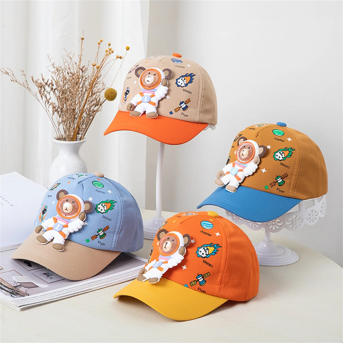 1pcs kids Fashion Baseball Caps For Cartoon cute Bear Retro Hip Hop Hat Unisex Street Adjustable Sun Visor Cap