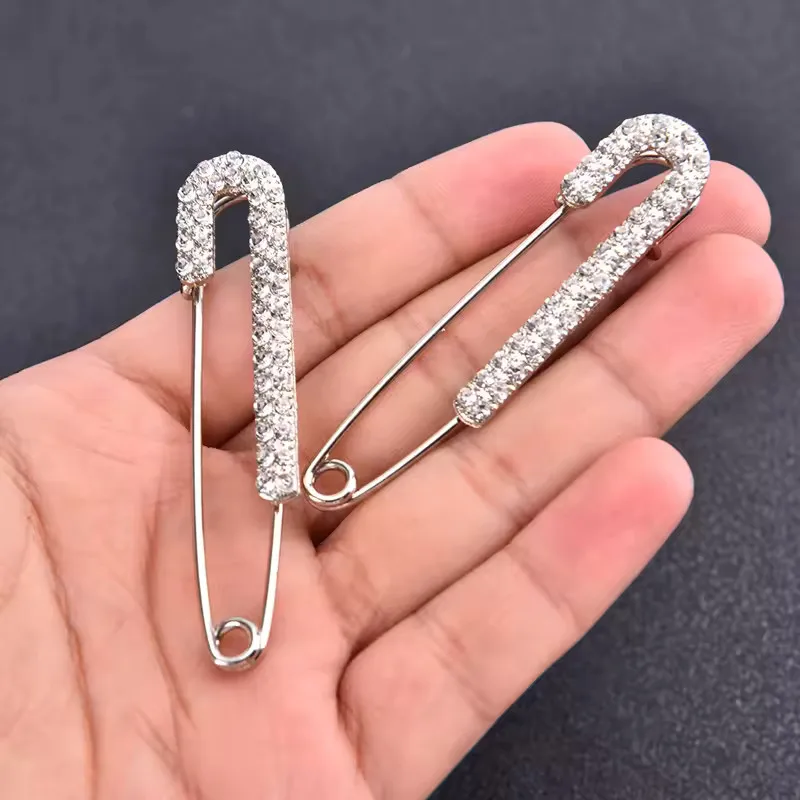 Luxury Elegent Gold Color Crystal Zircon Pins Fashion Women Rhinestones Brooches Safety Metal Pin Shawl Scarf Jeans Buckle Party image 6