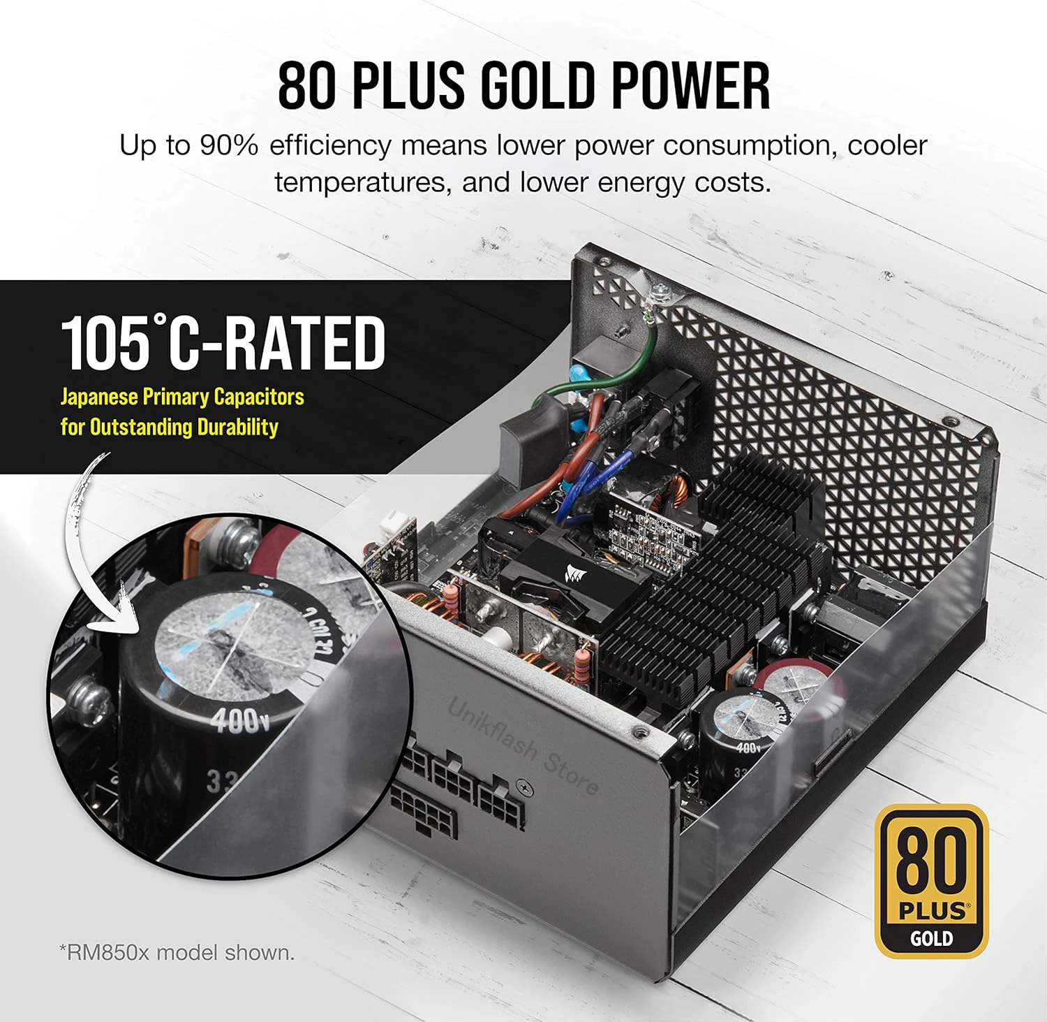 Corsair RM1000x Fully Modular ATX 1000W Power Supply 80 PLUS Gold Low Noise Fan Zero RPM supply supports ATX 3.0/4090/Pcle 5.0